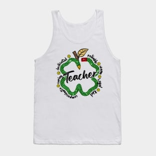 One Lucky Teacher, Teacher Pencils Patricks Day, St Patrick's Day, Shamrock Teacher Tank Top